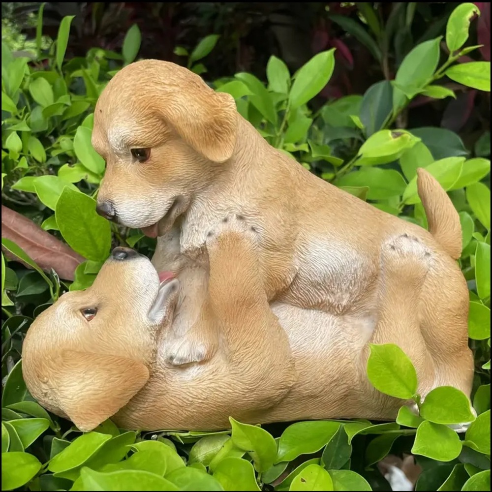 Charming Tan Puppy Sculpture